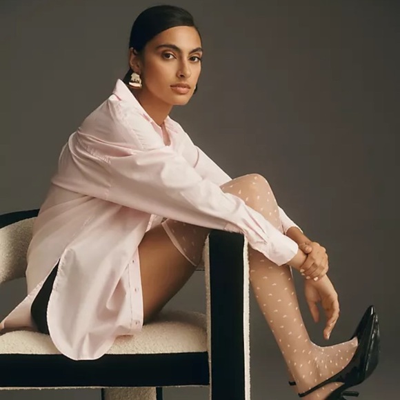 Anthropologie over the knee pink dotted socks new with tags - Picture 1 of 2